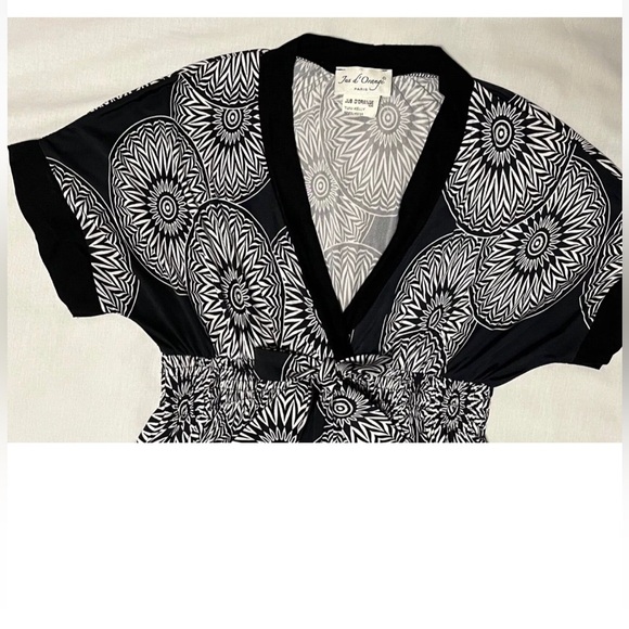 Vintage Jus d’Orange Women’s French Tunic Tuni Kelly' Blouse Top Black White. M - Picture 3 of 9